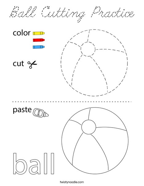Ball Cutting Practice Coloring Page