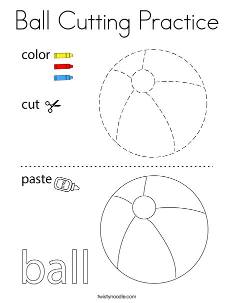 Ball Cutting Practice Coloring Page