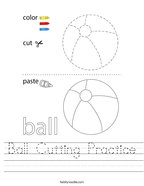 Ball Cutting Practice Handwriting Sheet