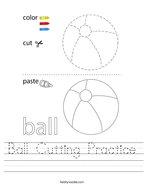 free printable nature worksheets Ball Cutting Practice Handwriting Sheet
