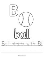 Ball starts with B Handwriting Sheet