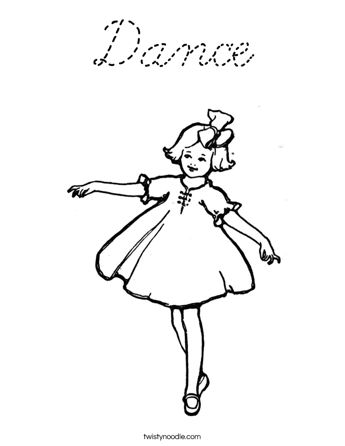 Dance Coloring Page - Cursive - Twisty Noodle