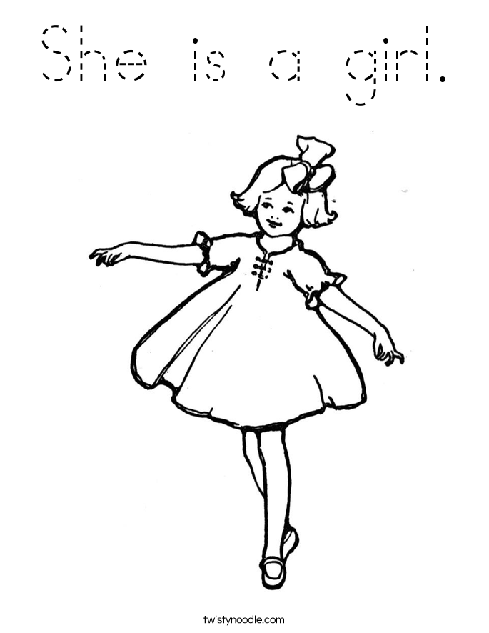 She is a girl. Coloring Page