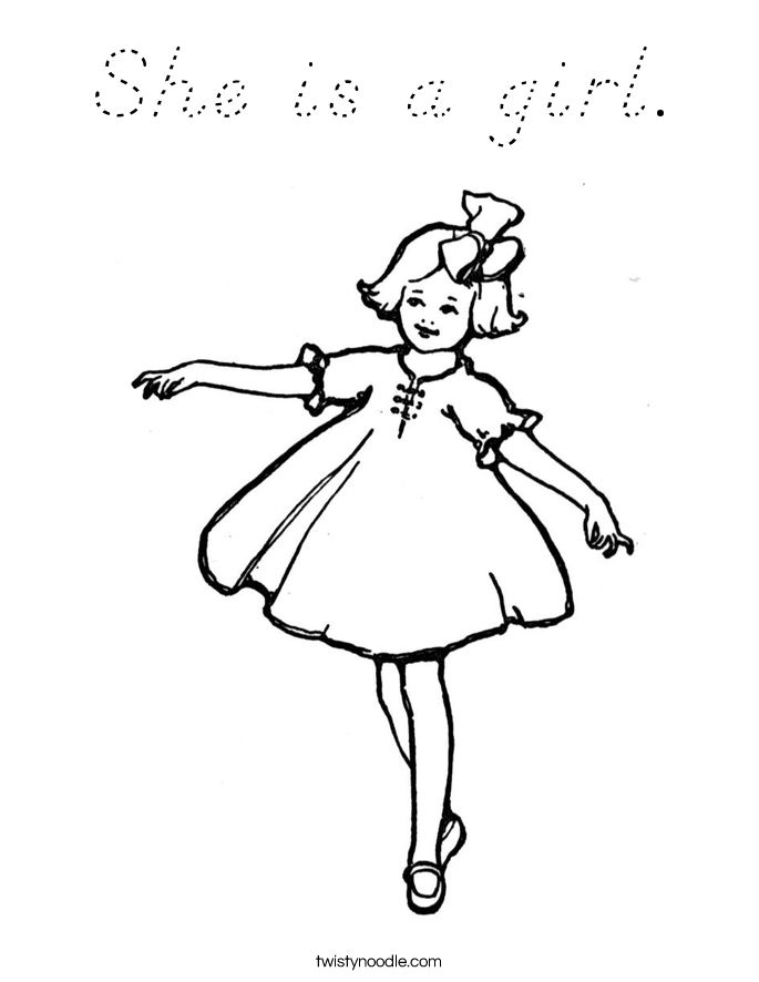 She is a girl. Coloring Page