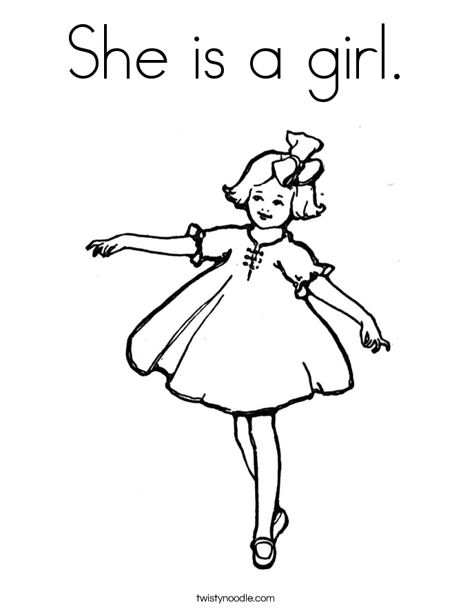 She is a girl. Coloring Page