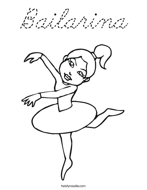 Ballerina with Ponytail Coloring Page