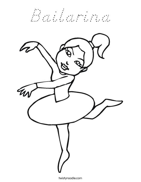 Ballerina with Ponytail Coloring Page
