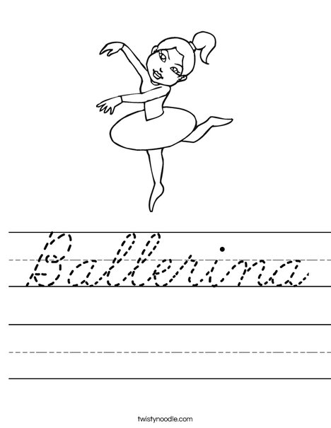 Ballerina with Ponytail Worksheet
