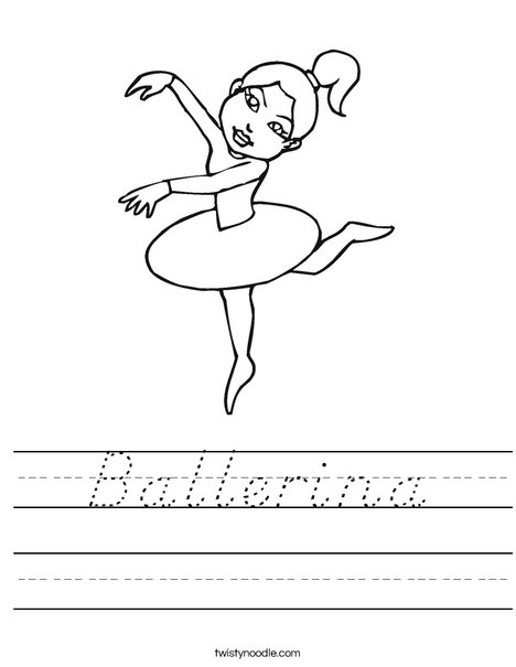 Ballerina with Ponytail Worksheet