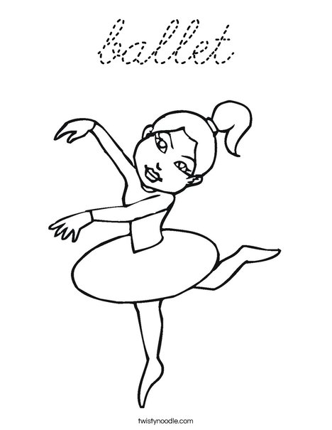 Ballerina with Ponytail Coloring Page