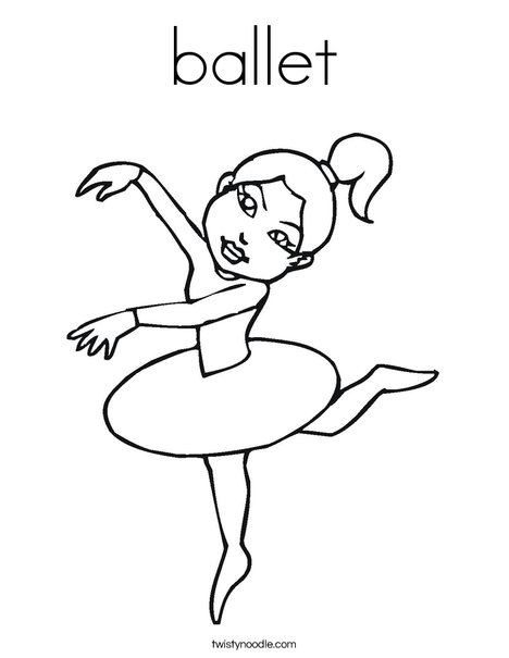 Ballerina with Ponytail Coloring Page