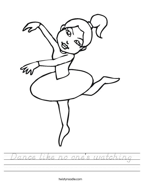 Ballerina with Ponytail Worksheet