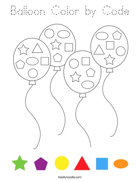 Balloon Color by Code Coloring Page