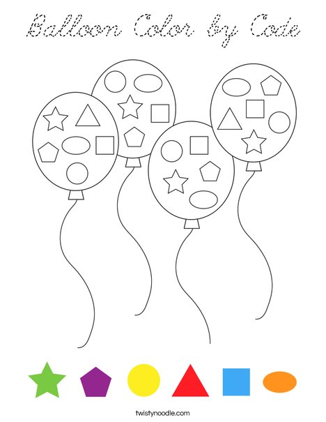 Balloon Color by Code Coloring Page