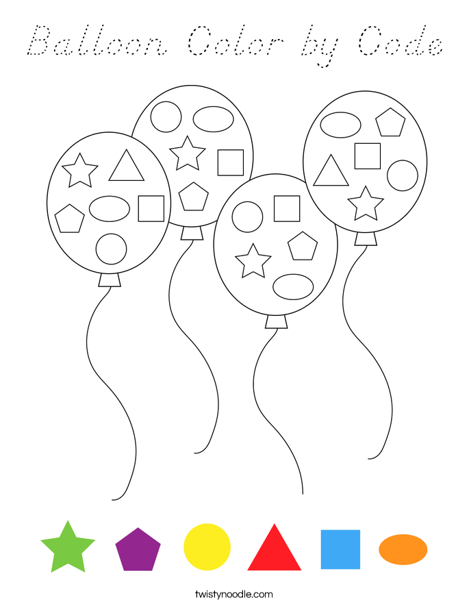 Balloon Color by Code Coloring Page