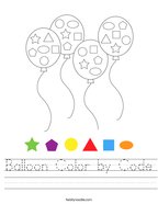 Balloon Color by Code Handwriting Sheet