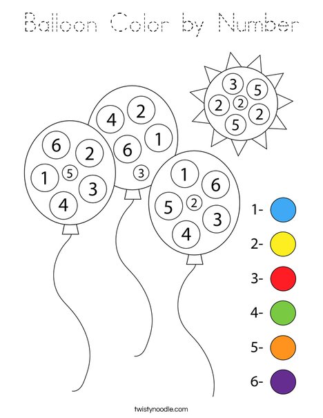 Balloon Color by Number Coloring Page