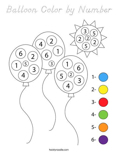 Balloon Color by Number Coloring Page