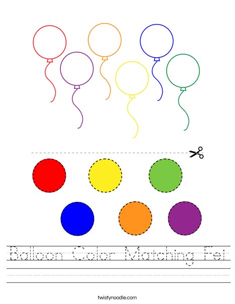 Balloon Color Matching Worksheet
