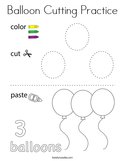 Balloon Cutting Practice Coloring Page