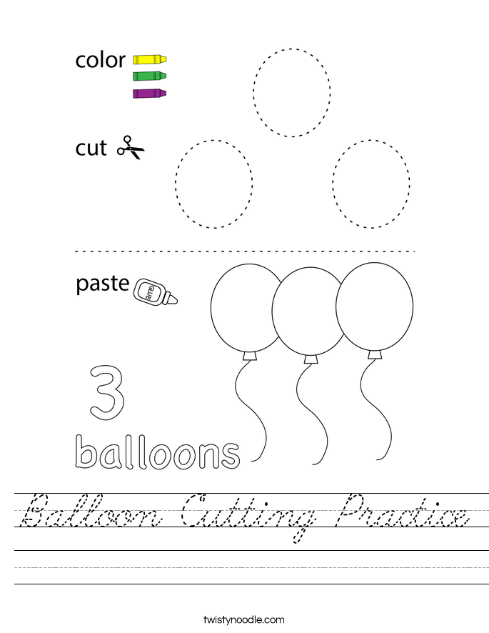 Balloon Cutting Practice Worksheet
