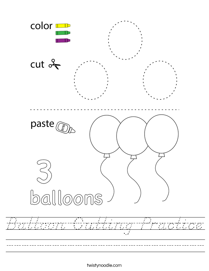 Balloon Cutting Practice Worksheet