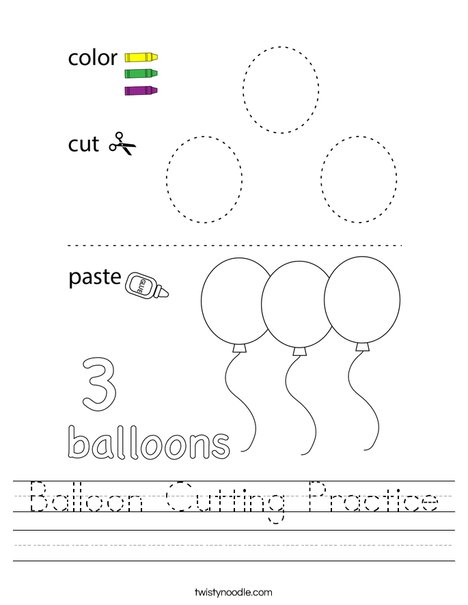 Balloon Cutting Practice Worksheet