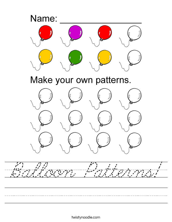 Balloon Patterns! Worksheet
