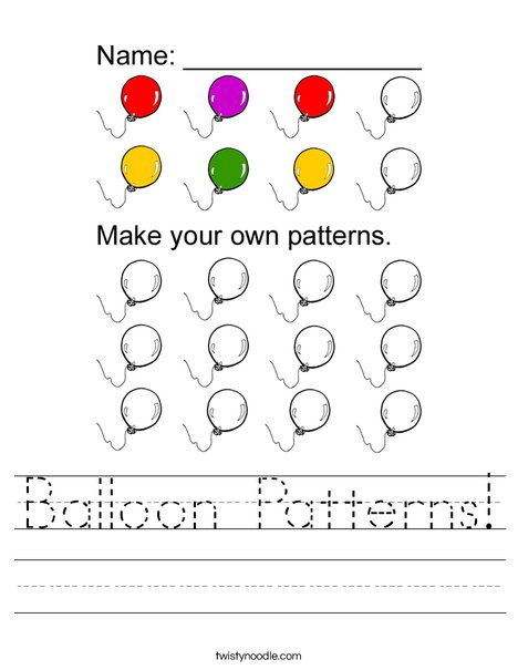 Balloon Patterns Worksheet