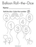 Balloon Roll-the-Dice Coloring Page