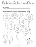 Balloon Roll-the-Dice Coloring Page
