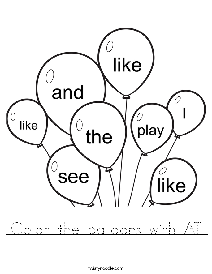 Color the balloons with AT Worksheet