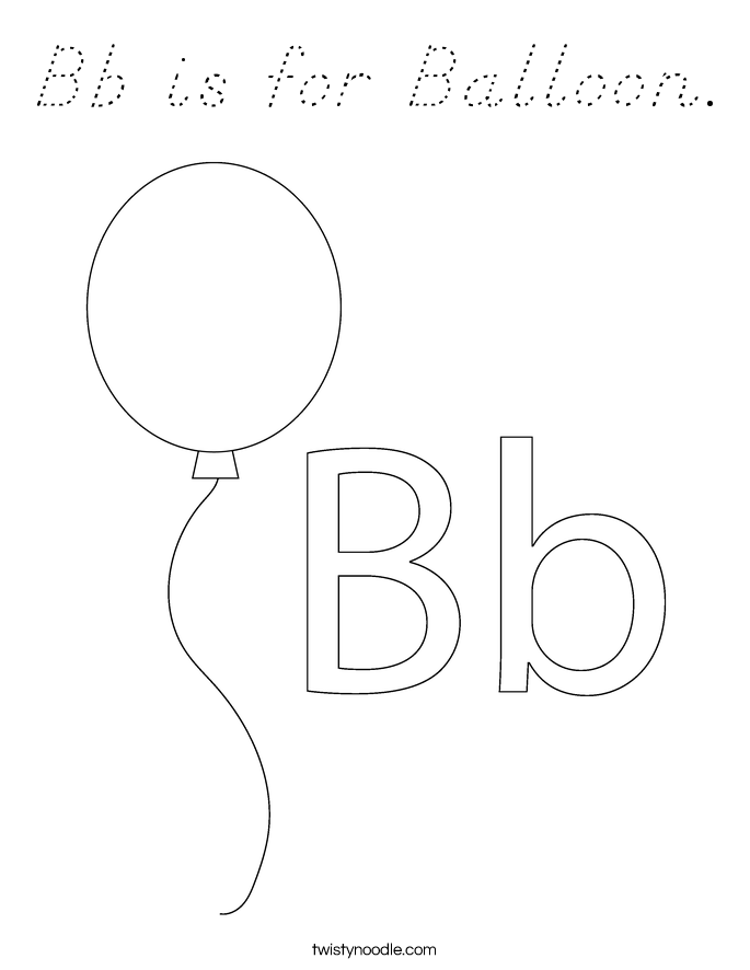 Bb is for Balloon. Coloring Page