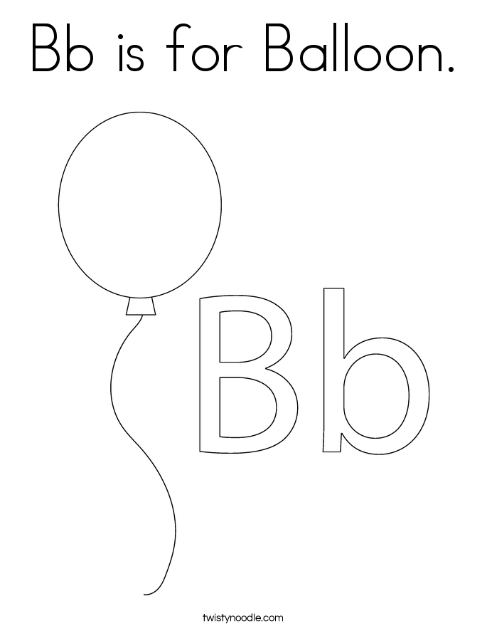Bb is for Balloon. Coloring Page