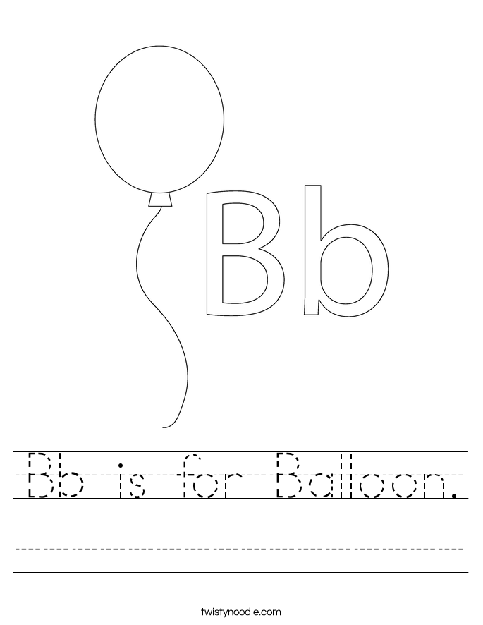 Bb is for Balloon Worksheet - Twisty Noodle