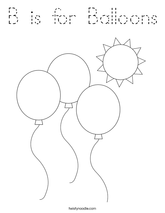 B is for Balloons Coloring Page