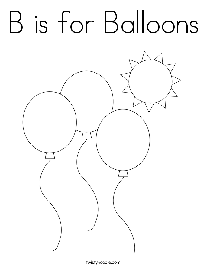 Download B is for Balloons Coloring Page - Twisty Noodle