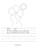 Balloons Handwriting Sheet