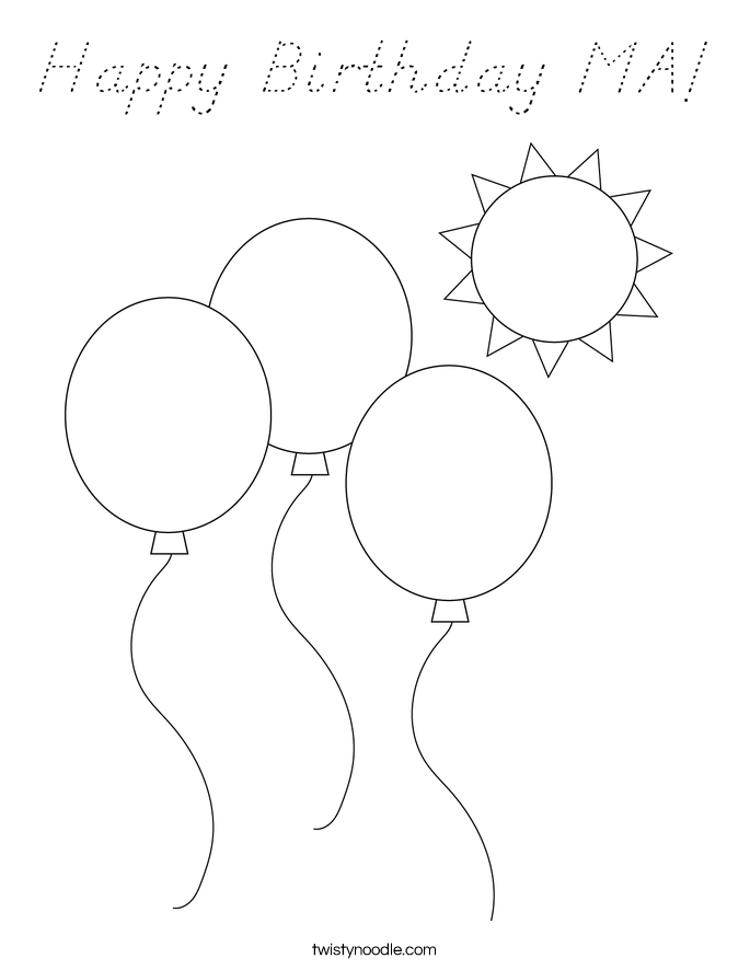 Happy Birthday MA! Coloring Page