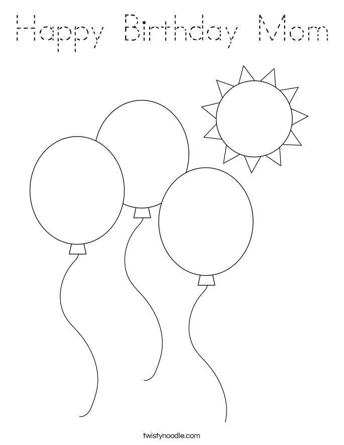 Happy Birthday Mom Coloring Page