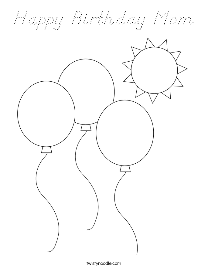 Happy Birthday Mom Coloring Page