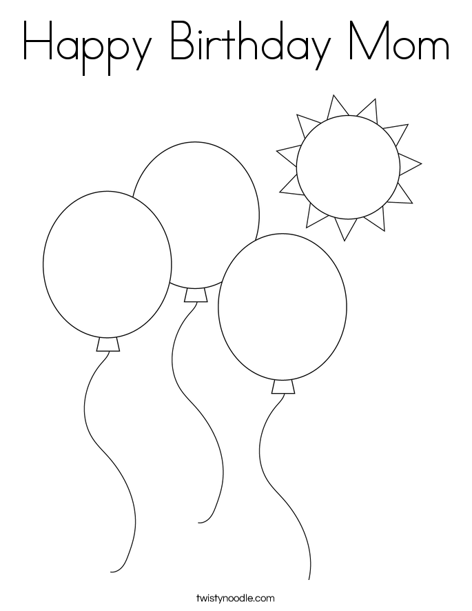 Happy Birthday Mom Coloring Page