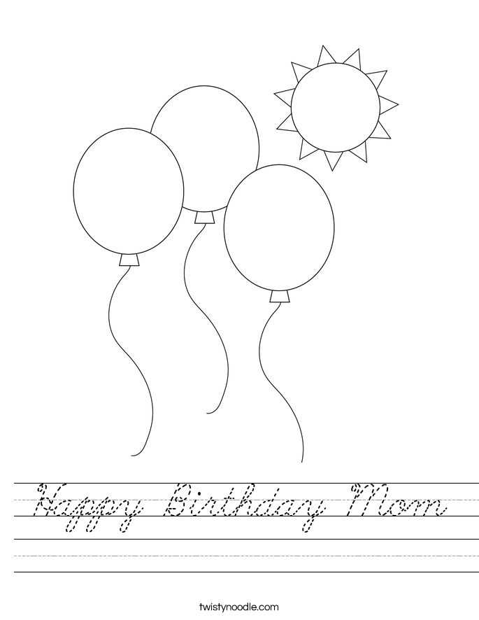 Happy Birthday Mom Worksheet