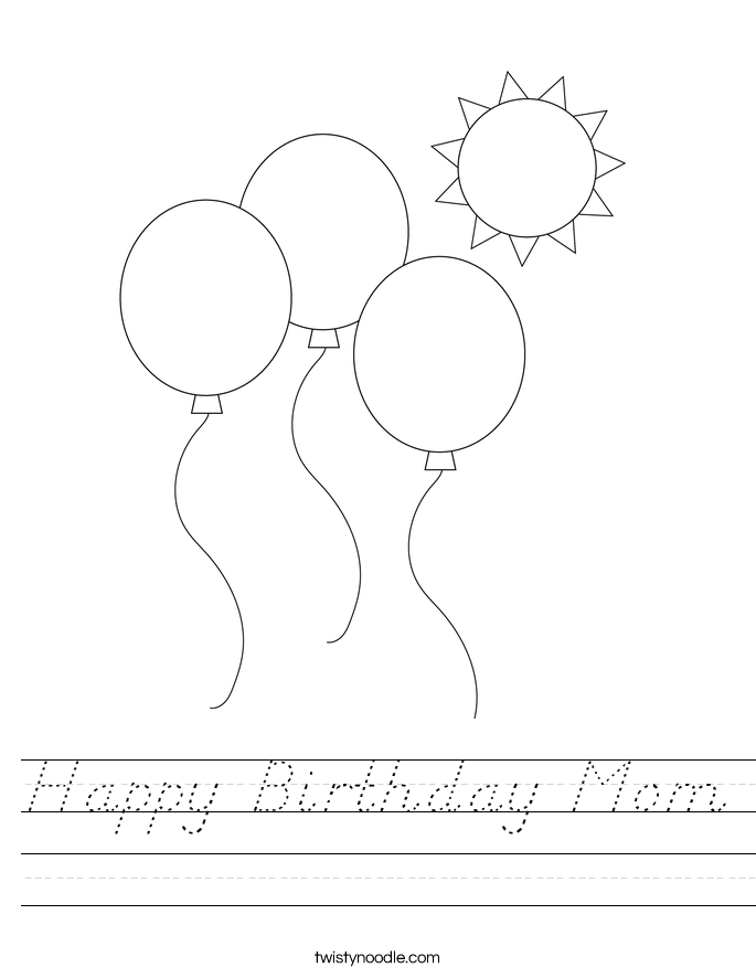 Happy Birthday Mom Worksheet