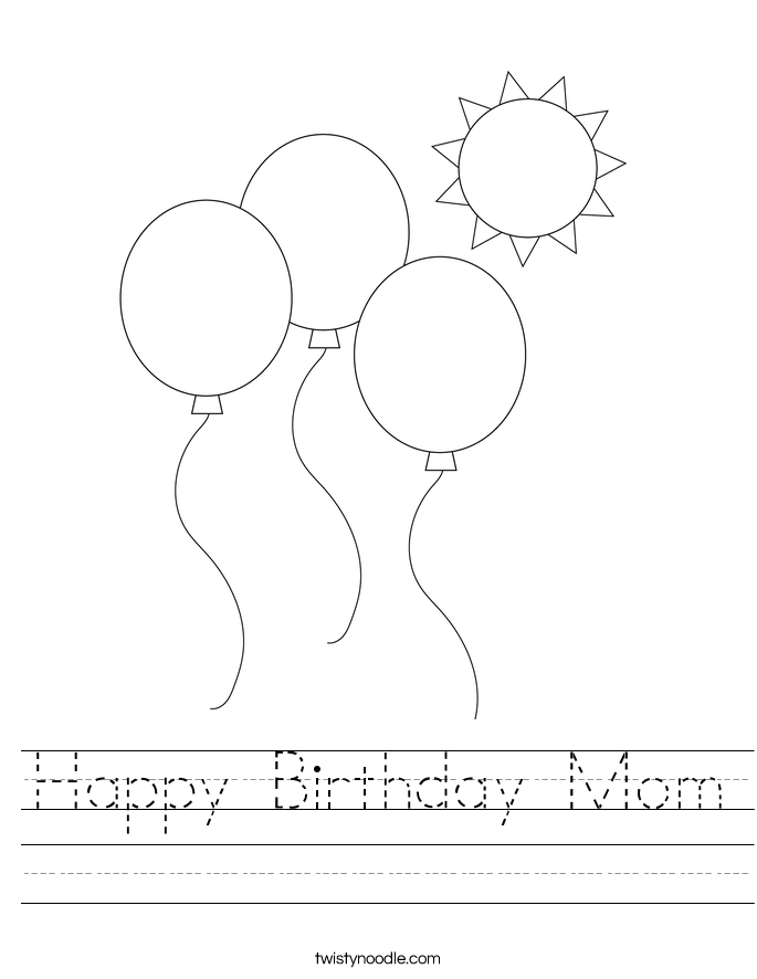 Happy Birthday Mom Worksheet