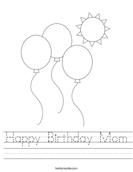 Balloons Worksheet