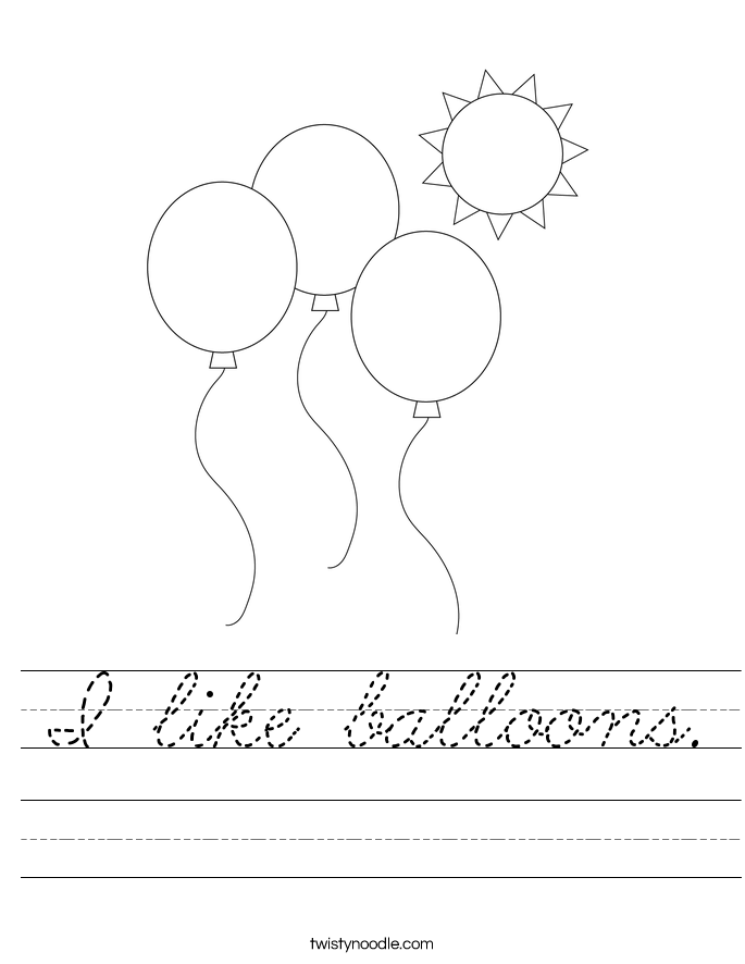 I like balloons. Worksheet
