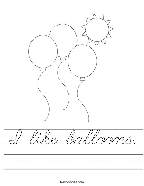 Balloons Worksheet