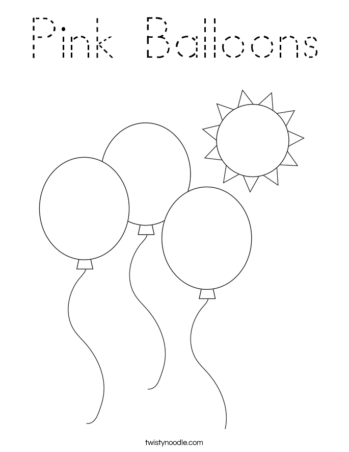 Pink Balloons Coloring Page