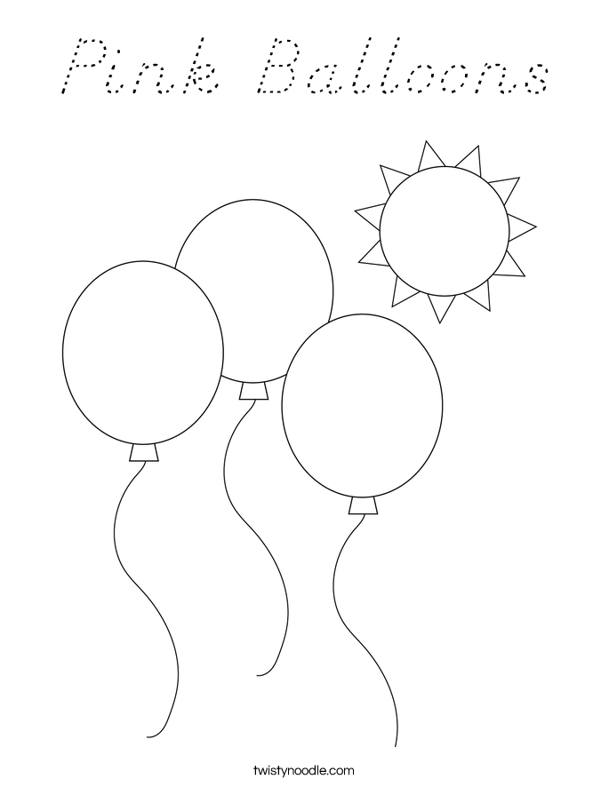 Pink Balloons Coloring Page
